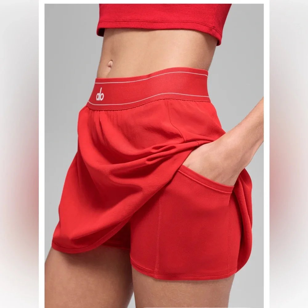 NWT ALO Yoga Match Point Tennis Skirt bright Red size xxs - sold out online - Picture 3 of 9